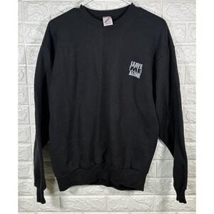 JERZEES‎ MENS SWEATER PULLOVER SIZE LARGE FADED BLACK LEAVE ME ALONE LONG SLEEVE